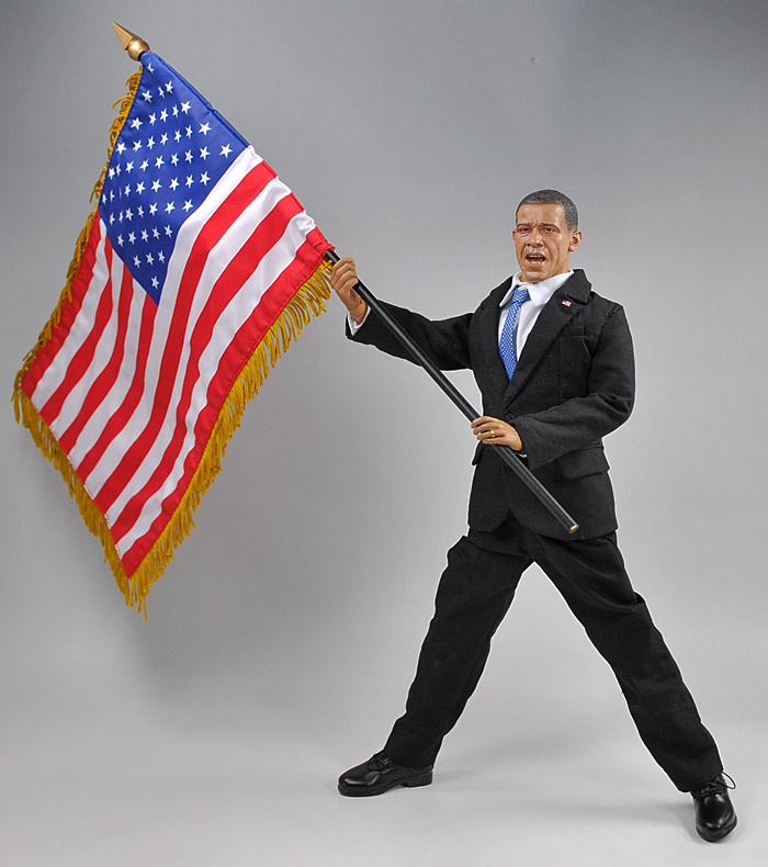 Barack obama japan doll holding flag