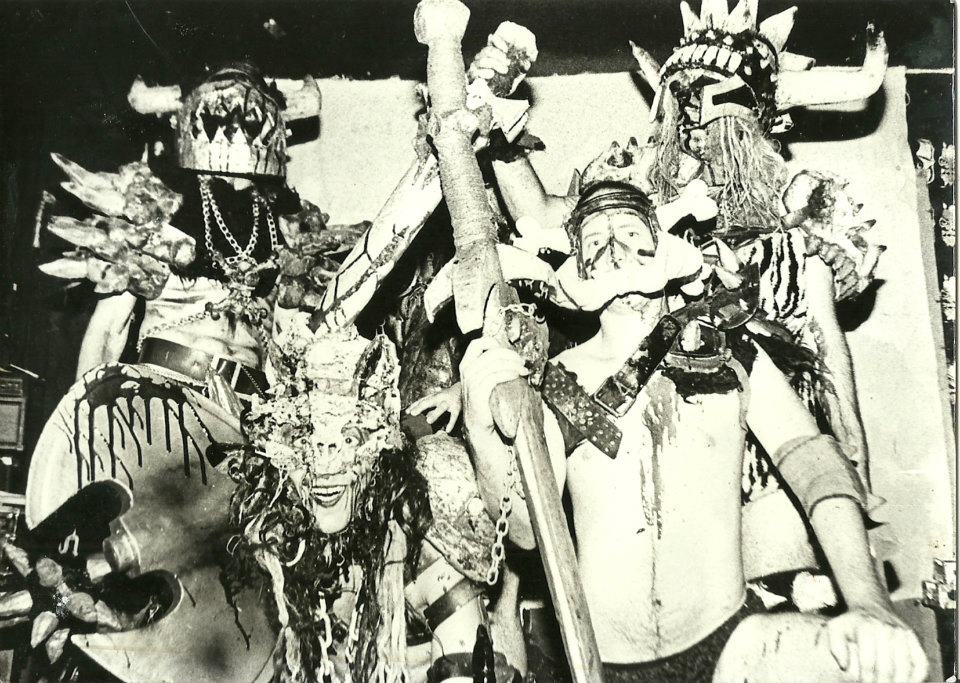 GWAR promo pic from 1989. I have no idea why Bishop isn't in this picture. From upper right, clockwise, Balsac (Mike Derks), Flattus (Dewey Rowell), Nippleus (Rob Mosby), and Oderus (Dave Brockie)