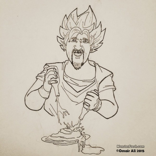 "I ask all the creatures of earth, all the plants and animals, please lend me your flavors!" -Guyku Fieri ‪#‎drawing‬ ‪#‎dragonballz‬ ‪#‎spiritbomb‬ ‪#‎goku‬ ‪#‎supersaiyan‬ ‪#‎guyfieri‬ ‪#‎sauceplate‬ ‪#‎flavortown‬ ‪#‎thatsmoney‬ ‪#‎tripleD‬ ‪#‎jalapenopoppers‬