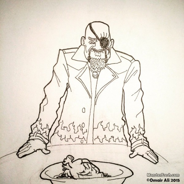 "I'm here to talk to you about the hot-frisbee-of-flavor initiative" - Guy Fury ‪#‎guyfieri‬ ‪#‎nickfury‬ ‪#‎marvel‬ ‪#‎guysbigbite‬ ‪#‎guysgrocerygames‬ ‪#‎symposiumofflavor‬ ‪#‎drawing‬ ‪#‎pigma‬ ‪#‎sausagehose‬